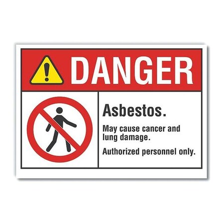 Lyle Asbestos  Danger Label, 3 1/2 in Height, 5 in Width, Polyester, Horizontal Rectangle, English LCU4-0142-ND_5X3.5