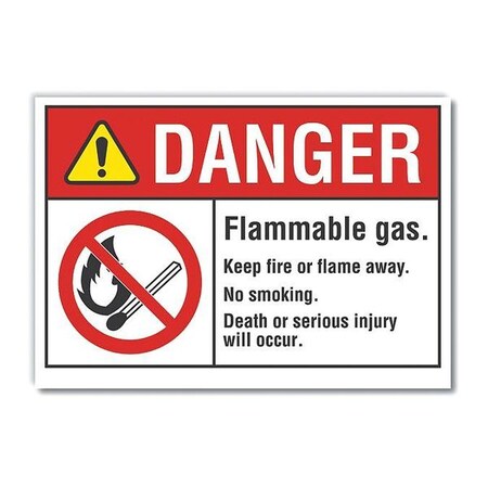 Lyle Flammable Gas Danger Label, 3 1/2 in H, 5 in W, Reflective Sheeting, LCU4-0134-RD_5X3.5 LCU4-0134-RD_5X3.5