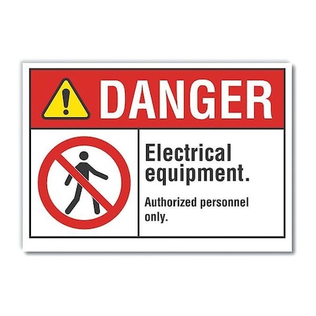 Lyle Electrical Equipment Danger Reflective Label, 10 in Height, 14 in Width, Reflective Sheeting LCU4-0139-RD_14X10