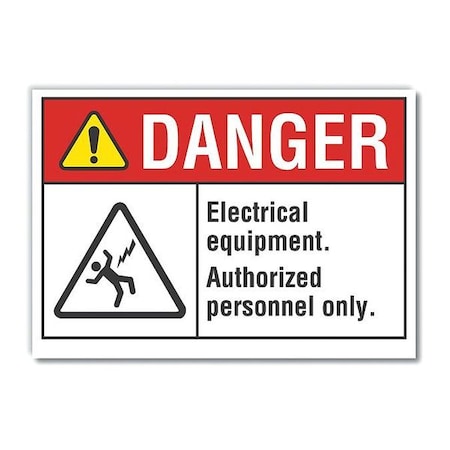 Lyle Electrical Equipment Danger Reflective Label, 10 in Height, 14 in Width, Reflective Sheeting LCU4-0152-RD_14X10