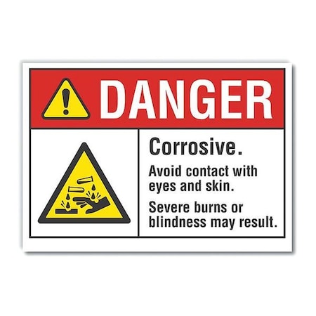 Lyle Corrosive Materials Danger Label, 3 1/2 in H, 5 in W, Polyester, Horizontal, LCU4-0150-ND_5X3.5 LCU4-0150-ND_5X3.5