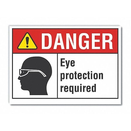 Lyle Eye  Danger Reflective Label, 5 in Height, 7 in Width, Reflective Sheeting, Horizontal Rectangle LCU4-0174-RD_7X5