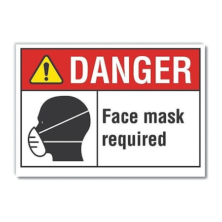 Lyle Face Mask Required Sign, 10" W x 7" H, English, Polyester, White LCU4-0179-ND_10X7