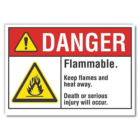 LYLE Flammable Material Danger Label, 10 in H, 14 in W, Polyester, Horizontal, LCU4-0010-ND_14X10 LCU4-0010-ND_14X10