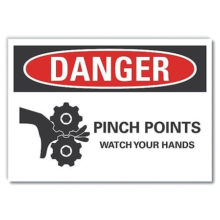 Lyle Pinch Point Danger Label, 7 in Height, 10 in Width, Polyester, Vertical Rectangle, English LCU4-0262-ND_10X7