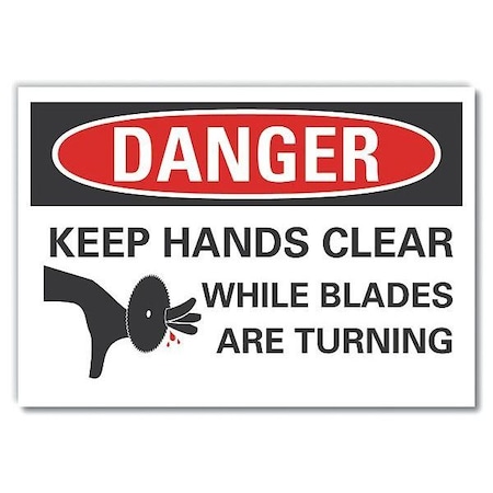 Lyle Keep Hands Clear Danger Label, 7 in Height, 10 in Width, Polyester, Vertical Rectangle, English LCU4-0265-ND_10X7