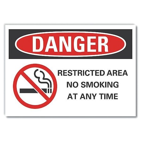 Lyle No Smoking Danger Label, 3 1/2 in H, 5 in W, Polyester, Horizontal Rectangle, LCU4-0276-ND_5X3.5 LCU4-0276-ND_5X3.5