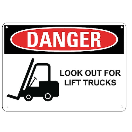 Lyle Lift Truck Traffic Danger Reflective Label, 10 in H, 14 in W, LCU4-0291-RD_14X10 LCU4-0291-RD_14X10