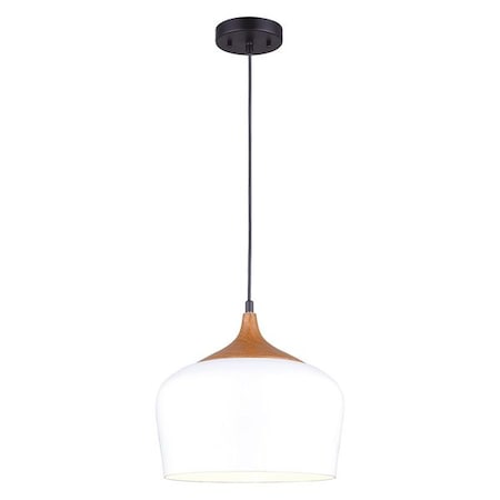 CANARM Mini Pendant Light, Wood Accent, 100W IPL614A01WH