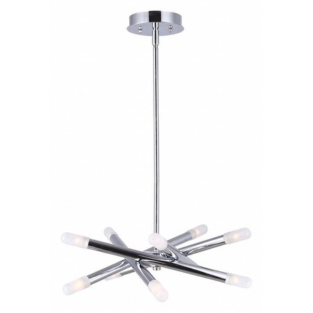 CANARM ICH583A10CH9 LTD MINA 10 Light Rod Chandelier Chrome with Frosted Glass