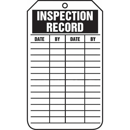 Accuform Inspection Tag, Inspect Record, 5-3/4x3-1/4 in, Cardstock, 25/PK TRS307CTP