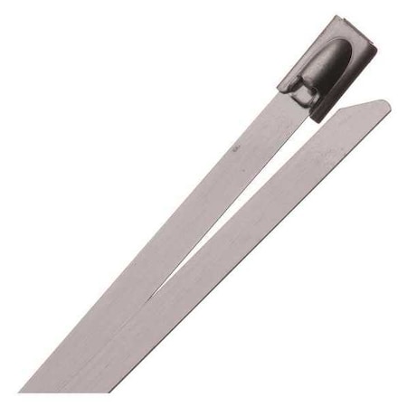 Techflex Cable Tie, 7-1/2 in L, Silver, Stainless Steel, 100 lb Strength SSS7.50SV10