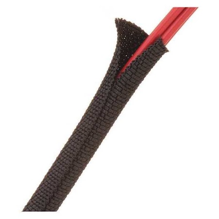 Techflex Braided Cable Sleeve, 3/16 in Inside Dia., 0.188 in Max Bundle Dia., 10 ft, Fiberglass, Black F6W0.19BK10