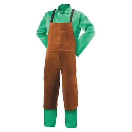 Steiner Cowhide Welding, Split Leg Bib Apron, 42", Leather, 1.1, 42 in Length, Brown, 24"W x 42"L 92171