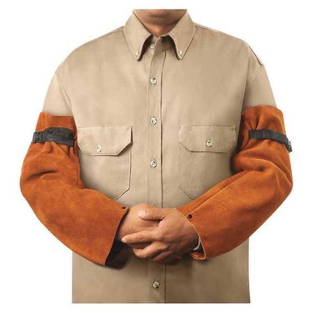 Steiner Welding Sleeves, Leather, 18 in Length, Brown, Snap Cuff 92180