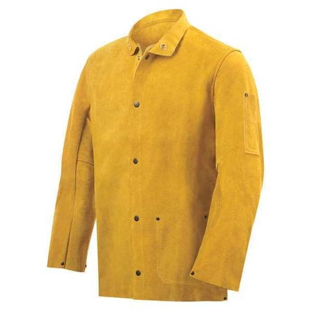 Steiner Leather Welding Jacket, Leather, 30 in Length, Snap Closure, 3 Pockets, Yellow, 3XL 8215-3X