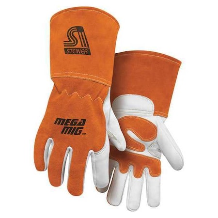 STEINER INDUSTRIES Welding Gloves, MIG Application, Orange, PR, Glove Size: 2XL 0215-2X