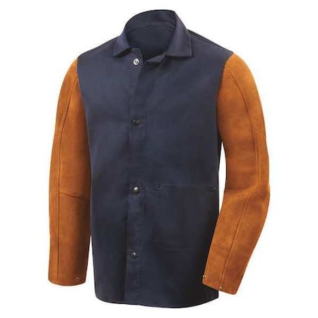Steiner Welding Jacket, XL, 9 oz Cotton with Cowhide Sleeves, Snaps Closure 1260-X