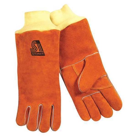 Steiner Welding Gloves, Gauntlet Cuff, Straight Thumb, B Cowhide, L, 1 PR 2119Y-KSC-L