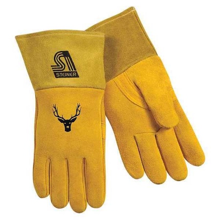 Steiner Sof-Buck Welding Gloves, Gauntlet Cuff, Straight Thumb, Premium Deerskin, XL, 1 PR 02276-X