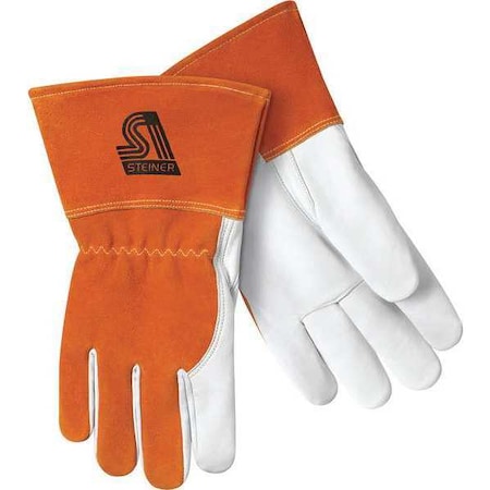 Steiner MEGAMIG(TM) Welding Gloves, Gauntlet Cuff, Straight Thumb, Premium Goatskin, XL, 1 PR 0232-X