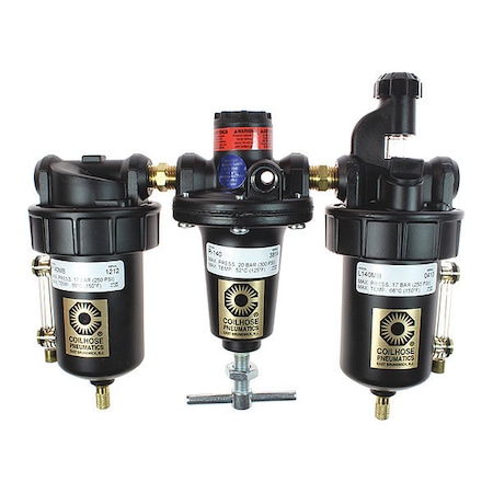 Coilhose Pneumatics F/R Trio GP Series W/Metal Bowl 1/2" CO FRL1200MB