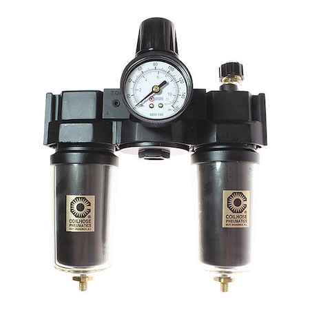 Coilhose Pneumatics F/R/L Trio W/Auto Drain Gage W/SG 1/2" CO 27FRL4-DGSX