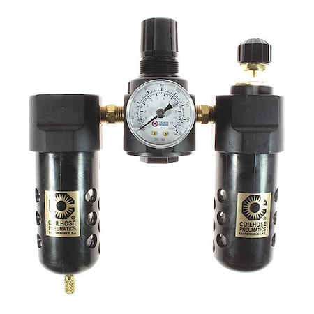 Coilhose Pneumatics F/R/L Trio W/Gauge 3/8" CO 26FRL3-G