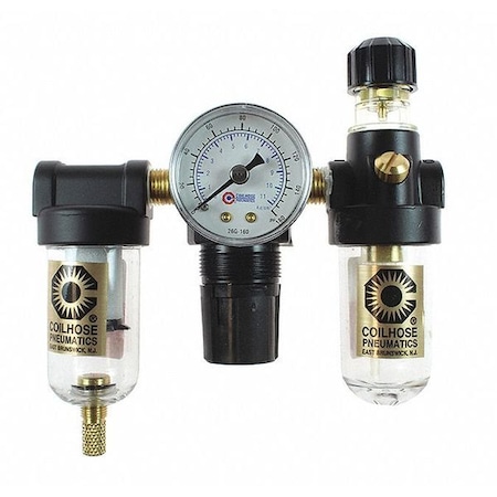 Coilhose Pneumatics F/R/L Trio Mini W/Gauge 1/8" CO MFRL1-G