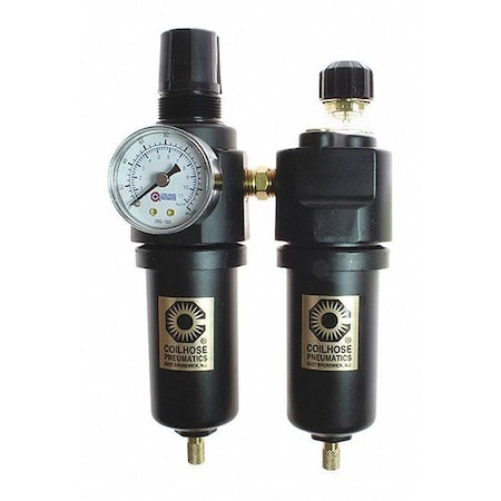 Coilhose Pneumatics F/R/L Trio W/Drain Gage Metal Bowl 3/8" CO 26FCL3-DGM