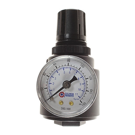 Coilhose Pneumatics Regulator W/Gauge Panel Mount 1/4" CO 26R2-GP