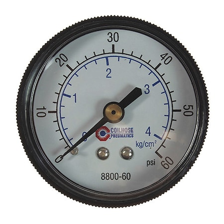 Coilhose Pneumatics Dial Gauge 1/4 Back Mount 0-60PSI 2" CO 8800-60