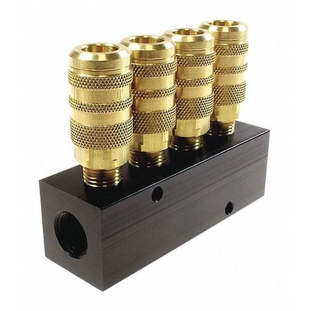 Coilhose Pneumatics AL Mnfld 1/4" 6-Pt Indl Inter 4 Port CO 3043-15C