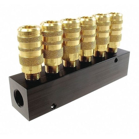 Coilhose Pneumatics AL Manifold 1/4" 6-Pt Indl Int. 6 Port CO 3063-15C
