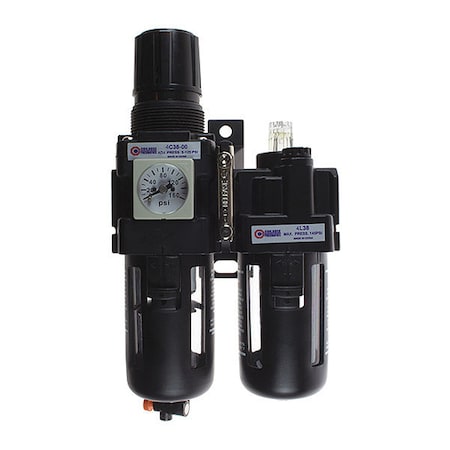 Coilhose Pneumatics F/R/L Trio 1/2" Manual Square Gage CO 29-4D12-00