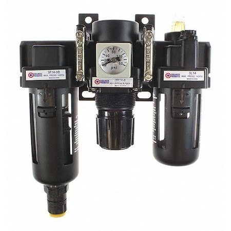 Coilhose Pneumatics F/R/L Trio HiFlow 1" Manual W/Square Gage CO 29-5T10-00