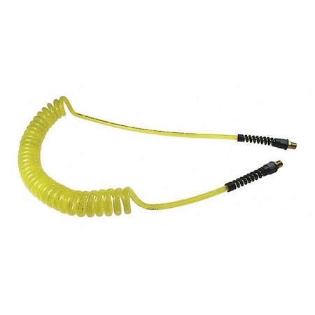 Coilhose Pneumatics FlexeelCoil 3/8" ID x 25' 1/4" MPT Rigid Yellow CO PUE38-254-TY