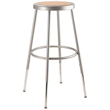 National Public Seating Round Stool, Height Range 25" to 33", Hardboard Gray 3LLV9