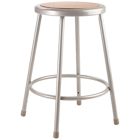 National Public Seating Round Stool, Height Range 24", Masonite Board Gray 6224