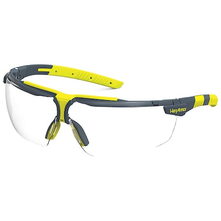 Hexarmor VS300, Safety Glasses, Anti-Fog & Anti-Scratch, Clear Lens, Charcoal/Hi-Visibility Yellow Frame 11-19001-02