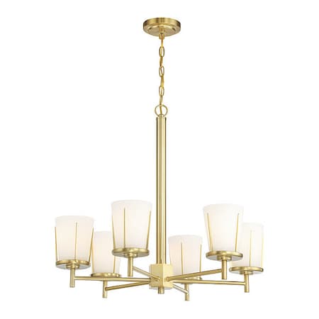 Nuvo Lighting Fixture, Chandelier, 100W, A19, Medium Base, 120V, Natural Brass 60/6536