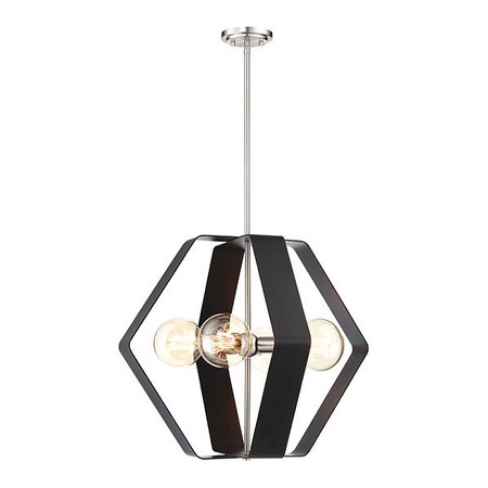 Nuvo Fixture, Pendant, 4L, 60W, G25, Medium Base, 120V, Matte Black / Brushed Nick 60/6393