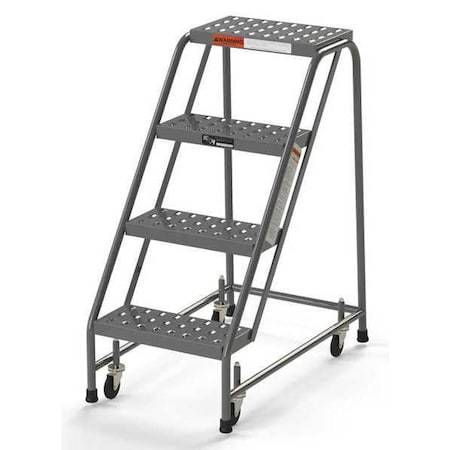 Ega Industrial Rolling Ladder, 4 Steps, 16"W Perforated Tread, No Handrails, 450 lbs. Capacity B4020SU