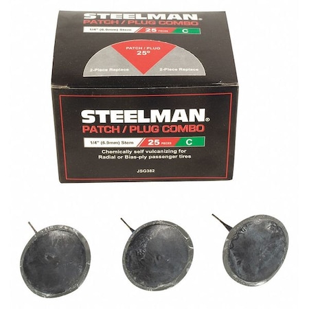 Steelman Tire Repair Patch/Plug Combo, 1/4", PK25 JSG382