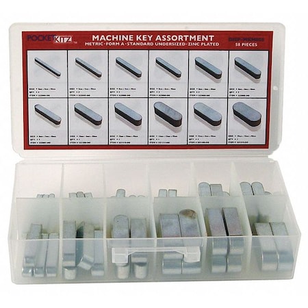 Huyett Key Stock Assortment, Zinc, 58 Pieces DISP-MKM058