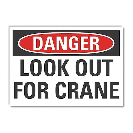 Lyle Crane & Hoists Danger Reflective Label, 10 in Height, 14 in Width, Reflective Sheeting, English LCU4-0408-RD_14X10