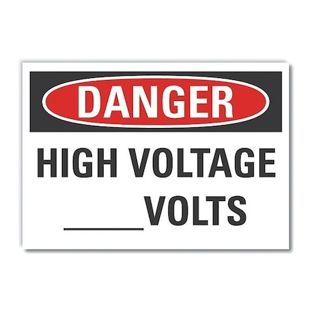 Lyle High Voltage Danger Label, 5 in Height, 7 in Width, Polyester, Horizontal Rectangle, English LCU4-0447-ND_7X5