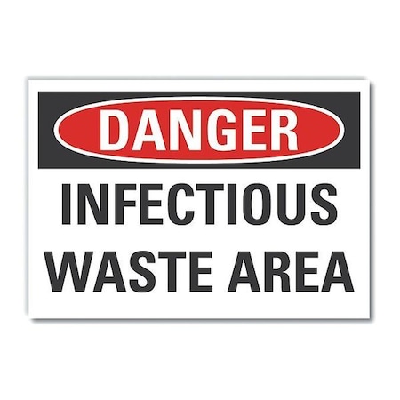 Lyle Infectious Waste Danger Reflective Label, 3 1/2 in H, 5 in W, English, LCU4-0448-RD_5X3.5 LCU4-0448-RD_5X3.5