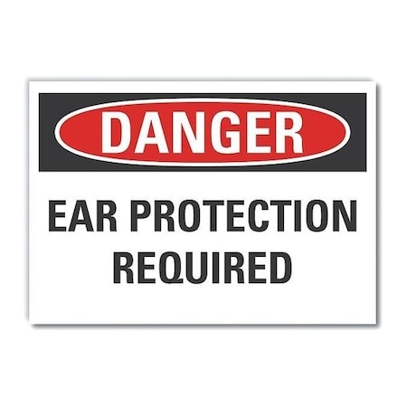 Lyle Decal Danger Ear Protection, 10"x7", Height: 7 in LCU4-0467-ND_10X7