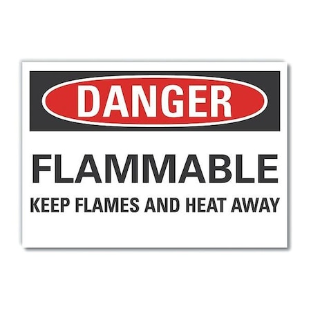 LYLE Flammable Material Danger Label, 10 in H, 14 in W, Polyester, Horizontal, LCU4-0539-ND_14X10 LCU4-0539-ND_14X10